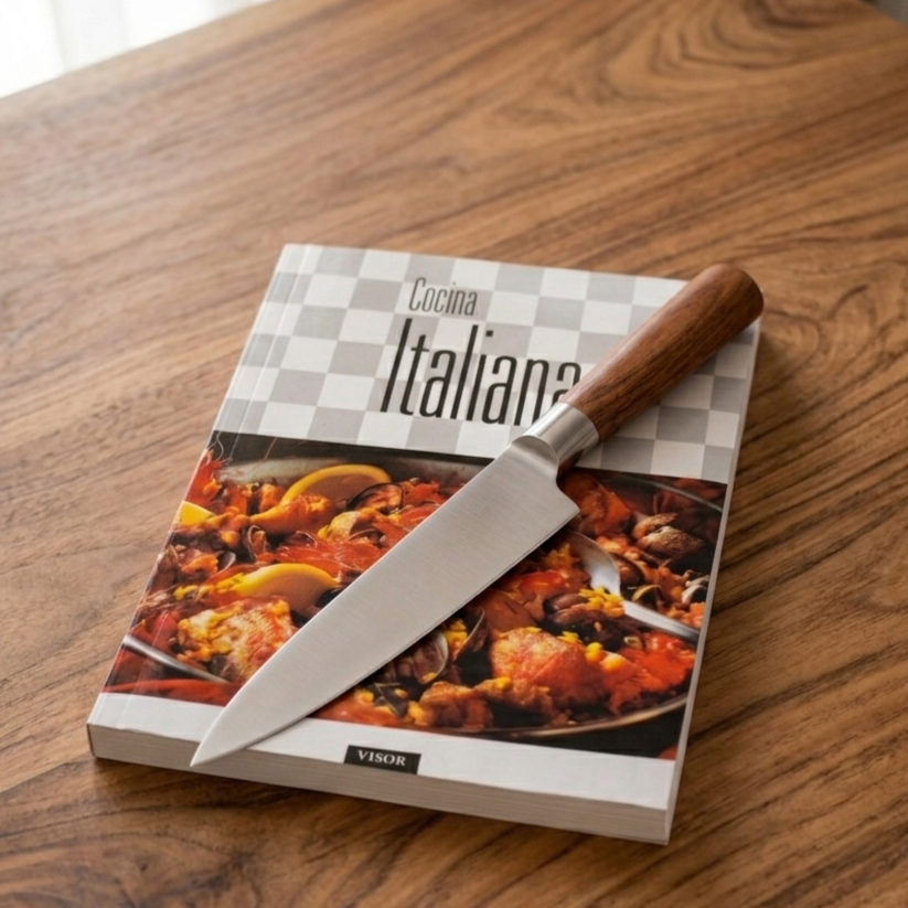 Libro de Cocina Italiana + Cuchillo de Chef